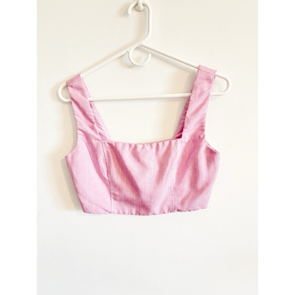 Showpo Pink Pinstripe Crop Top Size US 6